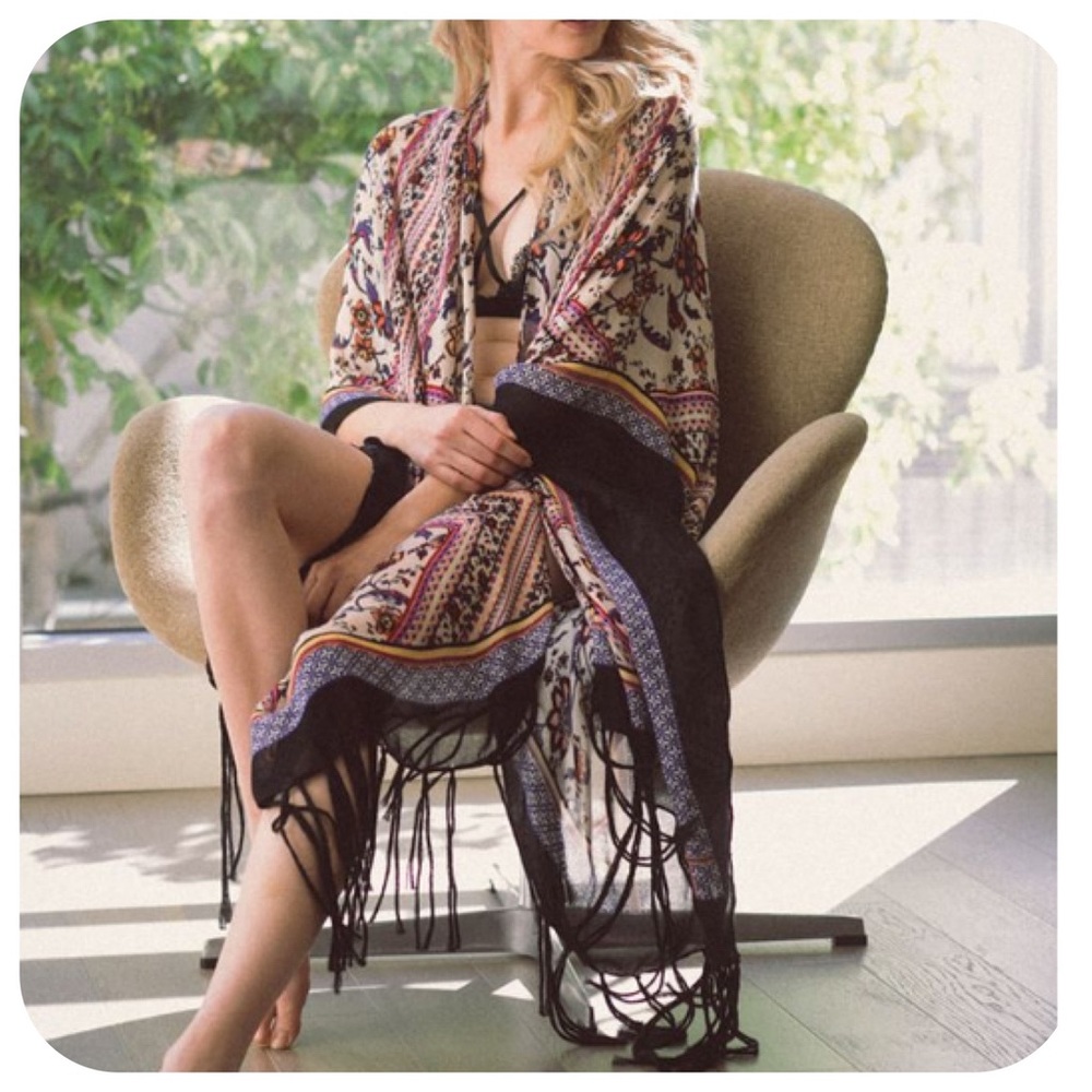 Purple Bohemian Diamond Tassel Kimono - OS, NWT